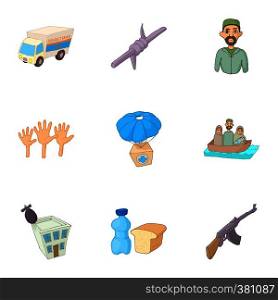 Left country icons set. Cartoon illustration of 9 left country vector icons for web. Left country icons set, cartoon style