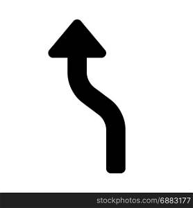 left curve ahead arrow, icon on isolated background