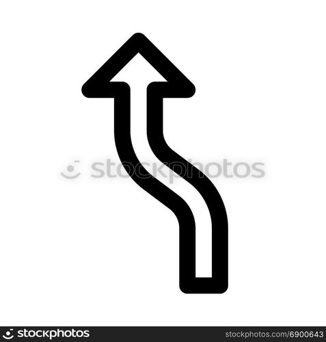 left curve ahead arrow, icon on isolated background