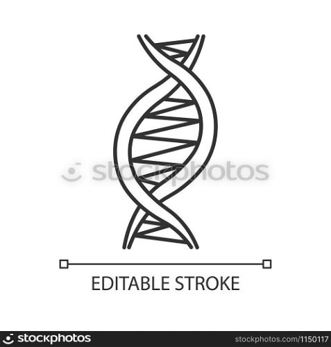 Left-handed DNA helix linear icon. Z-DNA. Deoxyribonucleic, nucleic acid structure. Genetic code. Genetics. Thin line illustration. Contour symbol. Vector isolated outline drawing. Editable stroke