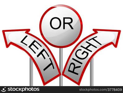 left or right. sign isolated on white