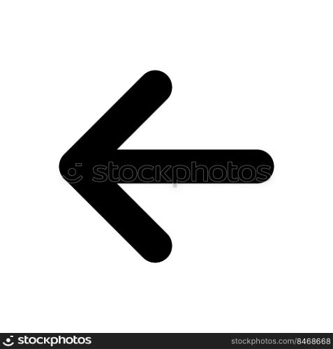 Leftwards arrow black glyph ui icon. Pressing left. Setting menu. Selection mode. User interface design. Silhouette symbol on white space. Solid pictogram for web, mobile. Isolated vector illustration. Leftwards arrow black glyph ui icon