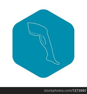 Leg marked out for cosmetic surgery icon. Outline illustration of leg marked out for cosmetic surgery vector icon for web. Leg marked out for cosmetic surgery icon
