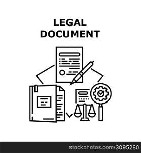 Legal Document Vector Icon Concept. Legal Document Creation And Signing In Notary Firm, Documentation Work And Advising. Legal Paperwork And Support Lawyer Occupation Black Illustration. Legal Document Vector Concept Black Illustration