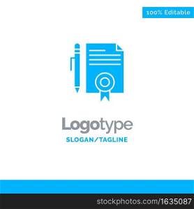 Legal, Legal Documents, Document, Documents, Page Blue Solid Logo Template. Place for Tagline