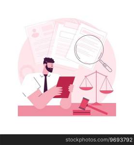 Legal research abstract concept vector illustration. Legal precedent, decision making, data collection, judge decision, statutes and regulations, jurisprudence, law dictionary abstract metaphor.. Legal research abstract concept vector illustration.