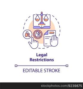 Legal restrictions concept icon. Abortion law. Human pregnancy. Women empowerment. Pro choice. Reproductive right abstract idea thin line illustration. Isolated outline drawing. Editable stroke. Legal restrictions concept icon