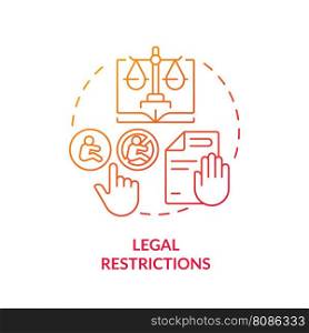 Legal restrictions red gradient concept icon. Abortion law. Human pregnancy. Women empowerment. Pro choice. Reproductive right abstract idea thin line illustration. Isolated outline drawing. Legal restrictions red gradient concept icon