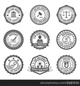 Legal services rights protect advocacy service labels set isolated vector illustration