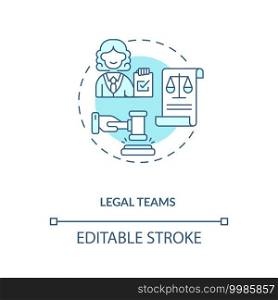 Legal teams concept icon. Contract management advices for software users. Organisation accountable decisions idea thin line illustration. Vector isolated outline RGB color drawing. Editable stroke. Legal teams concept icon