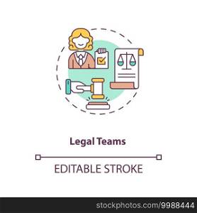 Legal teams concept icon. Contract management software users. Organisation accountable decisions idea thin line illustration. Vector isolated outline RGB color drawing. Editable stroke. Legal teams concept icon