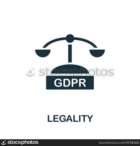 Legality icon vector illustration. Creative sign from gdpr icons collection. Filled flat Legality icon for computer and mobile. Symbol, logo vector graphics.. Legality vector icon symbol. Creative sign from gdpr icons collection. Filled flat Legality icon for computer and mobile