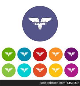 Legion wing icons color set vector for any web design on white background. Legion wing icons set vector color