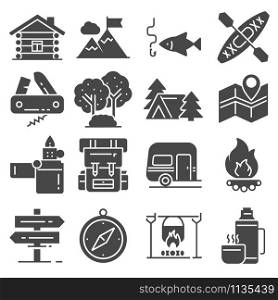 Leisure and outdoor recreation activities icon set