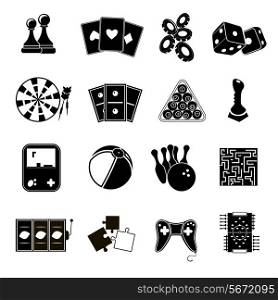 Leisure games sport and gambling casino icons set black isolated vector illustration