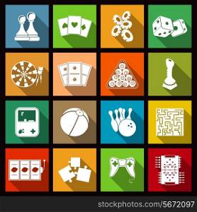Leisure video sport and gambling casino games icons set flat isolated vector illustration