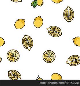 Lemon And Lime Vitamin Citrus Vector Seamless Pattern Thin Line Illustration. Lemon And Lime Vitamin Citrus vector seamless pattern