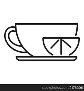 Lemon black tea cup icon outline vector. Hot drink. Herbal water. Lemon black tea cup icon outline vector. Hot drink