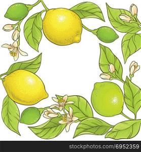 lemon branch vector frame. lemon branch vector frame on white background