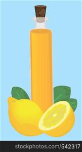 Lemon essential oil vector illustration. Aromatherapy healing, healthcare