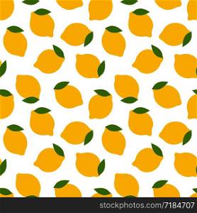 Lemon fruit seamless pattern. Fashion design. Food print for kitchen tablecloth, curtain or dishcloth. Hand drawn doodle wallpaper. Vector citrus sketch background