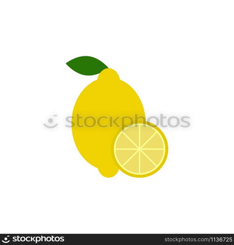 Lemon fruit vector icon isolated on white background