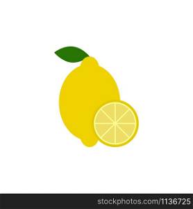 Lemon fruit vector icon isolated on white background