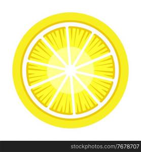 Lemon graphic object illustration isolated vector on white background. Citrus fruit nutrition diet icon. Dietary fiber and vitamins and mineral source. Useful products when breastfeeding a child. Slice of lemon isolated on white background. Dietary food, vegan product. Vector illustration