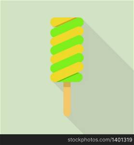 Lemon green popsicle icon. Flat illustration of lemon green popsicle vector icon for web design. Lemon green popsicle icon, flat style