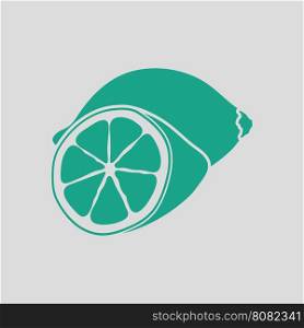Lemon icon. Gray background with green. Vector illustration.
