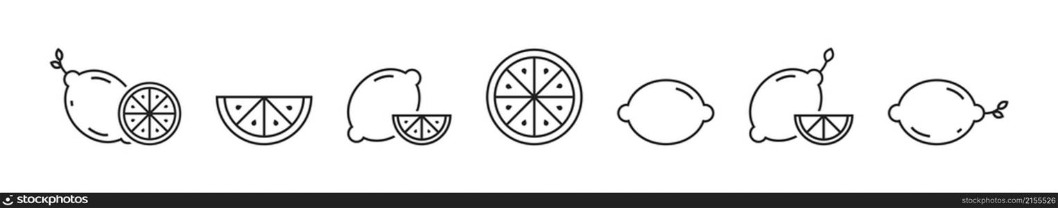 Lemon icon set. Fresh lemon symbol collection. Citrus icons. EPS 10.. Lemon icon set. Fresh lemon symbol collection. Citrus icons.