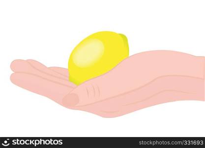 Lemon in a hand isolated on a white background vector illustration