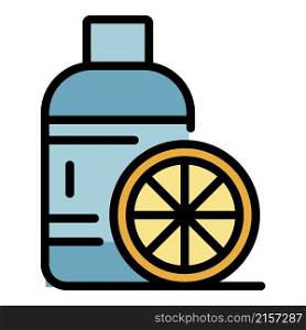 Lemon juice bottle icon. Outline lemon juice bottle vector icon color flat isolated. Lemon juice bottle icon color outline vector