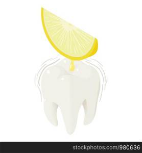 Lemon juice on tooth icon. Isometric of lemon juice on tooth vector icon for web design isolated on white background. Lemon juice on tooth icon, isometric style