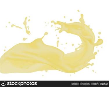 Lemon Juice splash 3d illustration. Cream pouring wave yogurt pa. Lemon Juice splash 3d illustration. Cream pouring wave yogurt packaging template. Realistic organic product. Vector EPS10.