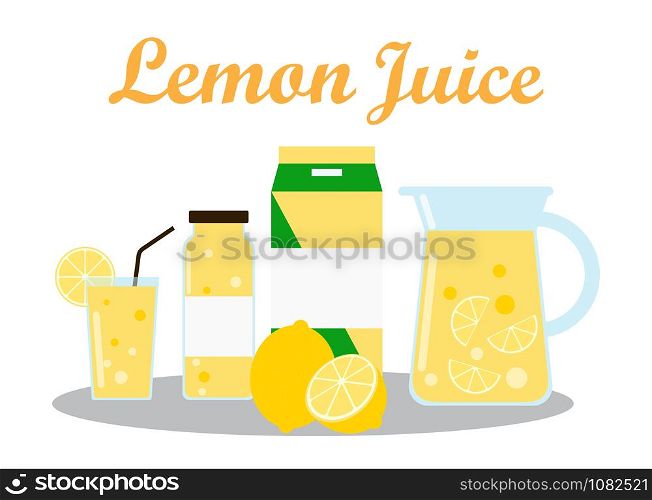 Lemon Juice with pack template packaging design - vector illustration