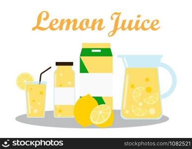 Lemon Juice with pack template packaging design - vector illustration