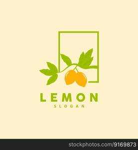 Lemon Logo, Luxurious Elegant Minimalist Design, Lemon Fresh Fruit Vector For Juice, Illustration Template Icon