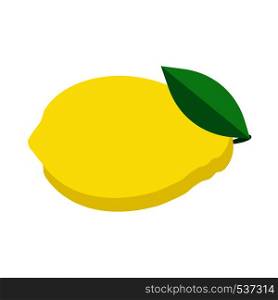 Lemon natural yellow ripe fruit vector flat icon. Sour citrus ingredient food isolated white