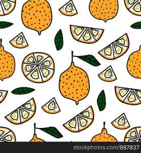 Lemon seamless pattern background. Vector illustration.