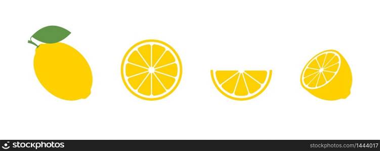 Lemon set flat icon on white background. Isolated vector illustration