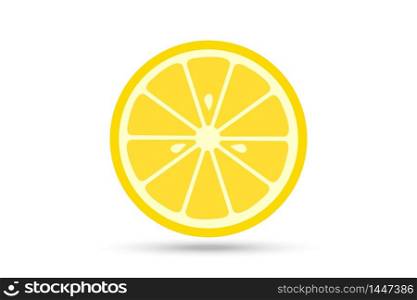 Lemon slice vector icon illustration on white background. Fresh sour vector lemon icon.