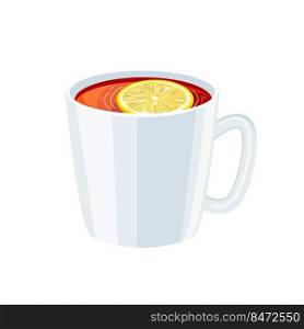 lemon tea cartoon. cup hot drink, herb citrus beverage, morning teacup lemon tea vector illustration. lemon tea cartoon vector illustration