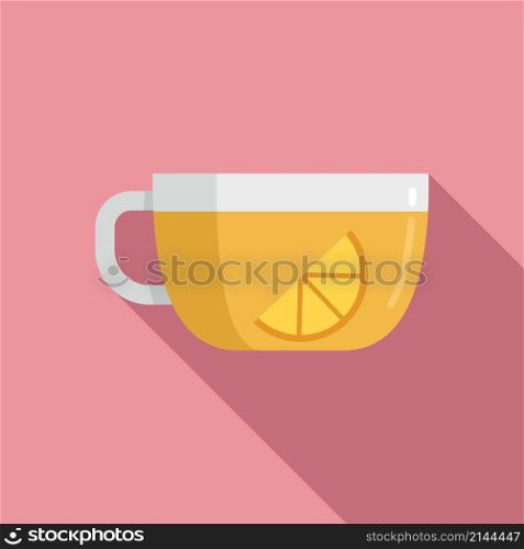 Lemon tea cup icon flat vector. Hot drink. Leaf water mug. Lemon tea cup icon flat vector. Hot drink