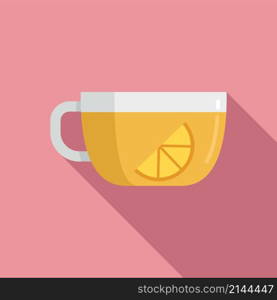 Lemon tea cup icon flat vector. Hot drink. Leaf water mug. Lemon tea cup icon flat vector. Hot drink