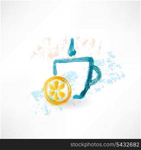 Lemon tea grunge icon