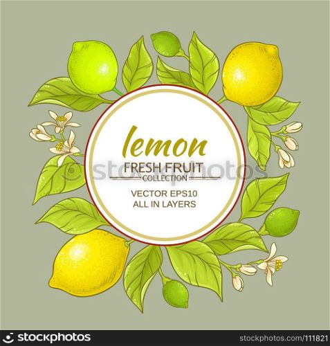 lemon vector frame. lemon branches vector frame on color background