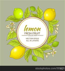 lemon vector frame. lemon branches vector frame on color background