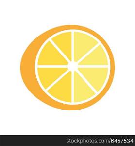 Lemon vector in flat style design. Fruit illustration for conceptual banners, icons, mobile app pictogram, infographic, and logotype element. Isolated on white background. . Lemon Vector Illustration In Flat Style Design.