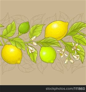 lemon vector pattern. lemon branches vector pattern on color background